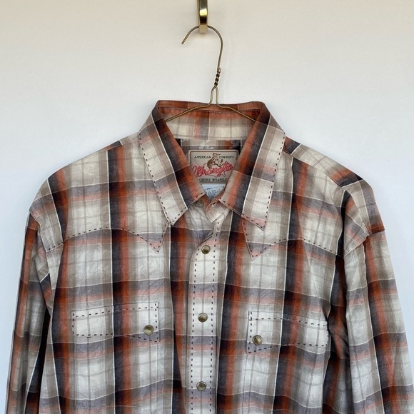 WRANGLER Vintage Western plaid button down Mens size L - Picture 3 of 8